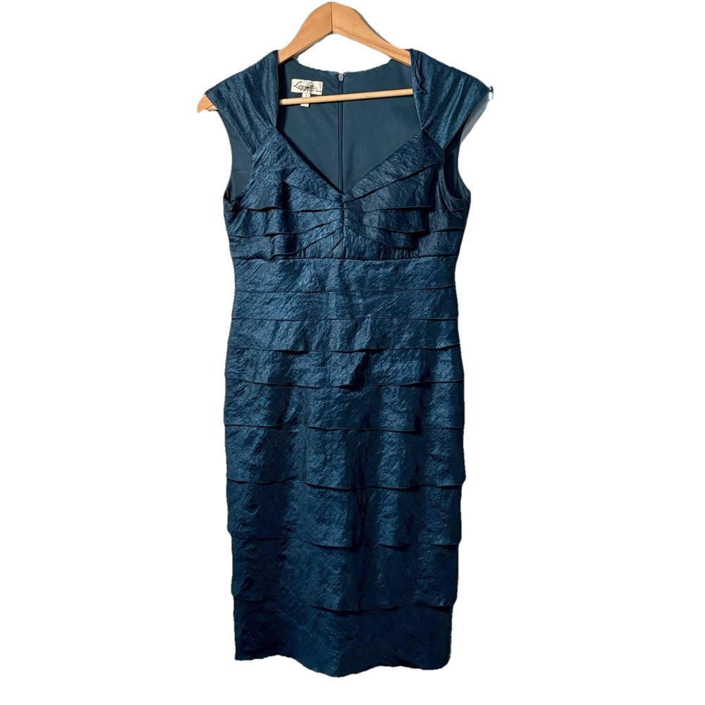 Vtg Blue Sleeveless Layered Dress Sz 8 Fit & Flair Silky Babydoll Coquette  HoCo